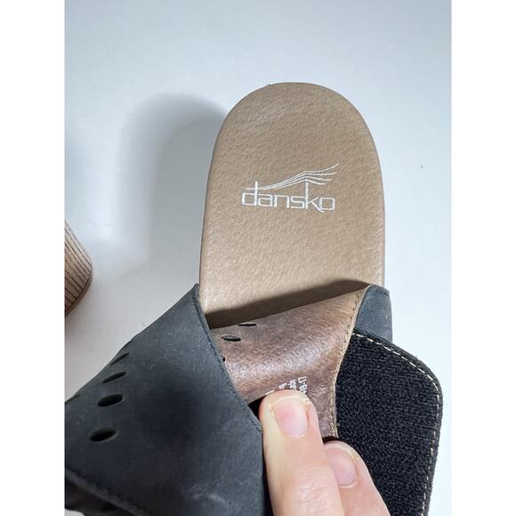Dansko NEW Black Nubuck Danae Dress Pump Sandal 3" Heel Peep Toe 40 9.5-10 US - Picture 4 of 9